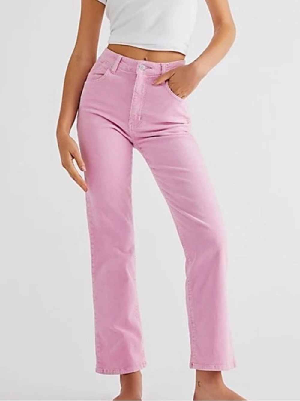 Rolla's Original High-Rise Straight Jeans in Pink Corduroy Size 28